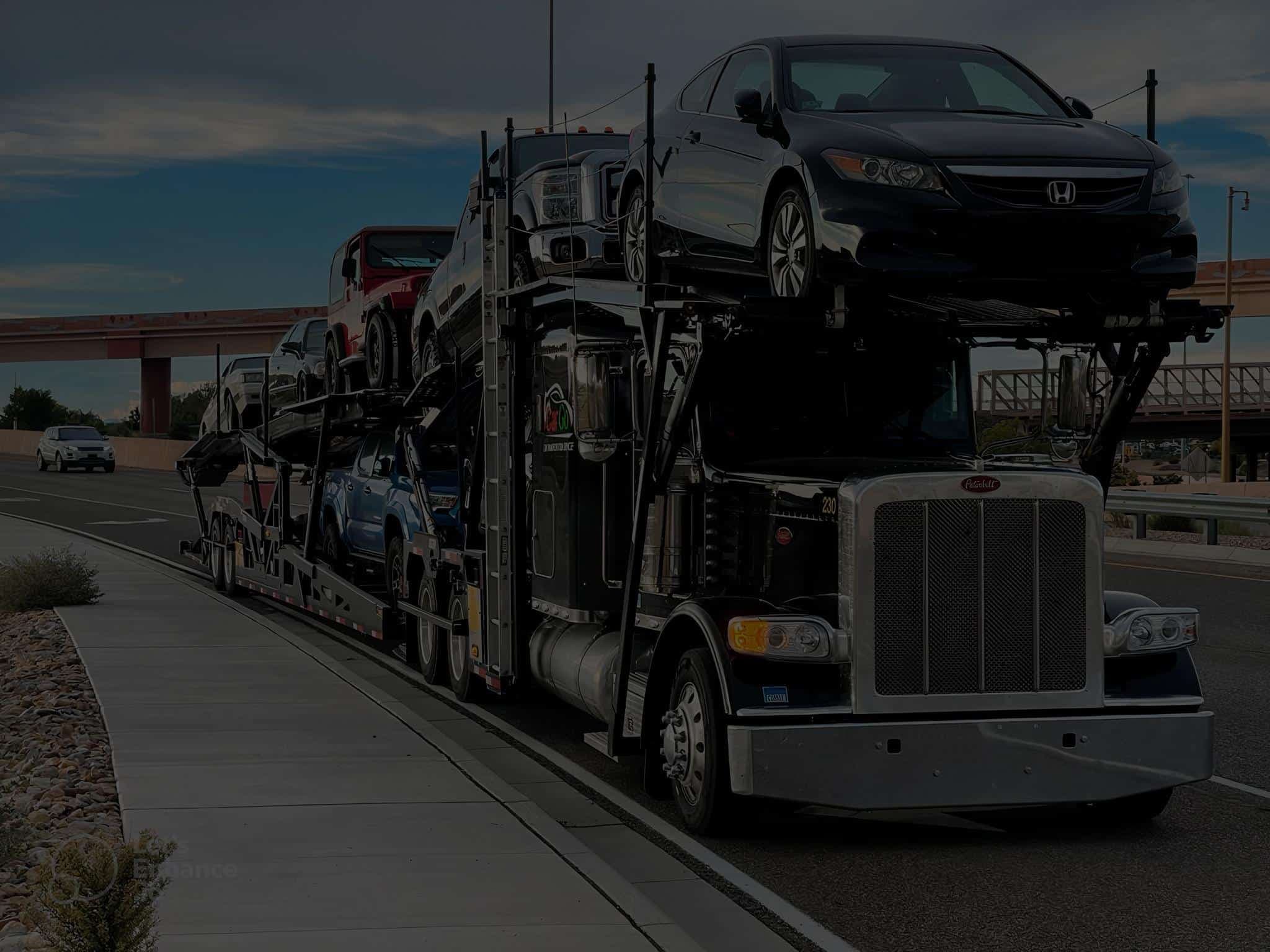 image of a car hauler truck loaded with cars